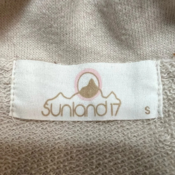 Sunland 17 Oversized Tan Brown‎ Cream Contrast Patchwork Top. Size Small. - Picture 3 of 16